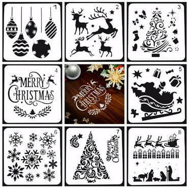 12 PCS Christmas Stencils Template Reusable Plastic Craft for Art Drawing Pai 12 PCS Christmas Stencils Template Reusable Plastic Craft for Art Drawing Pai
